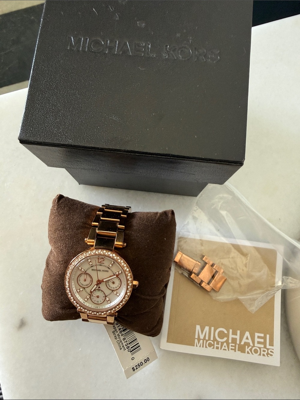 Michael Kors Rose Gold-Tone Women's Crystal Bezel Chronograph Watch